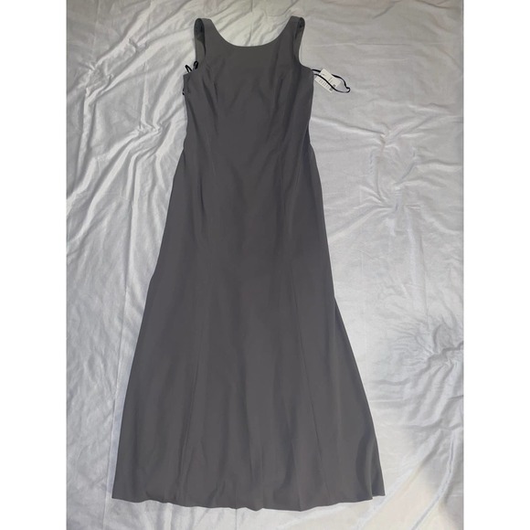 Dessy Collection Size 14 NEW Charcoal Gray Low-Back Bateau-Neck Full Maxi Gown - Picture 2 of 7